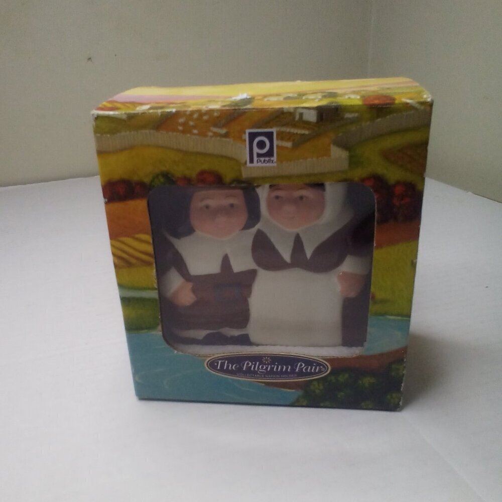 The Pilgrim Pair Collectable Napkin Holder Publix Ceramic